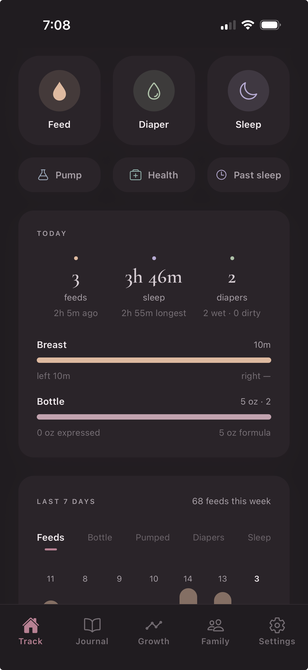 Milk Monster’s home screen in dark mode